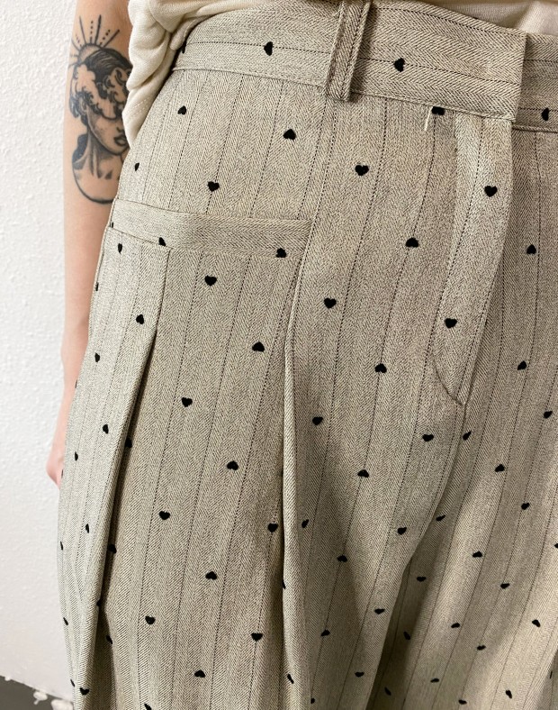 Heart Print Herringbone Slack #250332